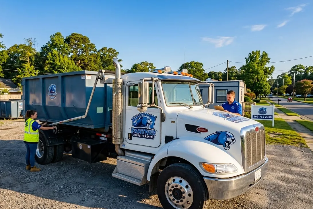 Roll-off dumpster delivered in Edinburgh, VA by Panther Dumpster Rental